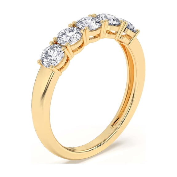 DewberryDiamonds 1.00 Carat Lab Grown IGI Certified Diamond Five-Stone Anniversary Wedding Band for Women's Valentines Gift 14K White Gold (VS/FG ) Size 7.5