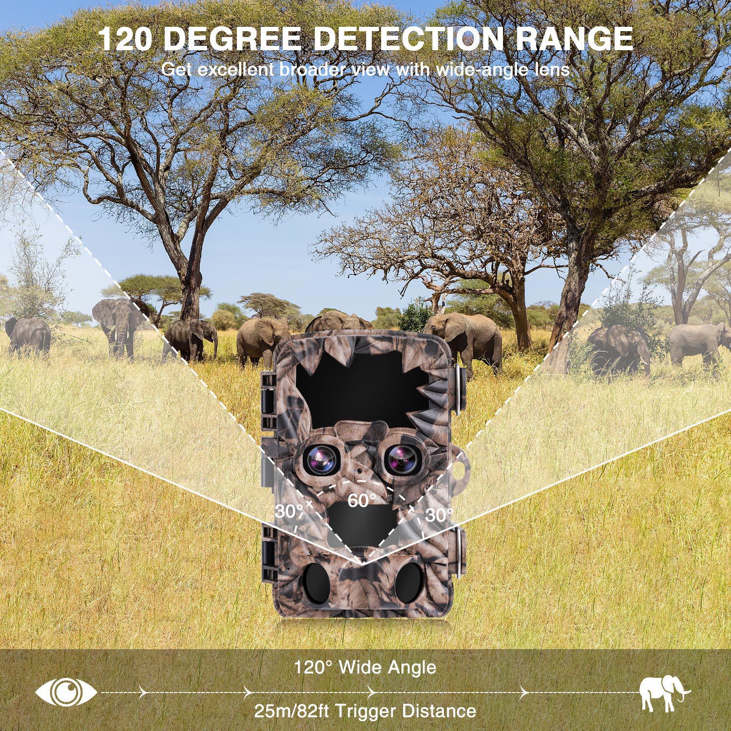 Trail Camera 4K Game Camera,WiFi Bluetooth Connection,Trail Cameras with Night Vison Motion Activated Waterproof for Wildlife Deer Outdoor Trigger Time