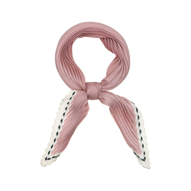 INSPIRE CHIC Women's Pleated Rhombus Solid Scarf Scarves Head Ribbon Bandana Pink