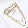 thumbnail image 5 of Fashion Safety Pin Brooch with Hanging Tassel Chains Charm Decorative Cubic Zirconia Crystal Pearl Collar Label Pins for Sweater Dress Skirt Tie Punk Accessories for Women Men Corsage Jewelry, 5 of 6
