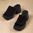 thumbnail image 2 of SACFOF Knit Heeled Sandals for Women, Comfortable Fashion Summer Sexy Open Toe Increase Height Slip On Beach Block Heel Slippers for Outdoor Indoor Party, 2 of 6