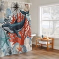 thumbnail image 6 of Retro Whale Shower Curtains for Bathroom, Coral Starfish Washable Fabric Shower Curtain with Hooks Waterproof Bathroom Decor Sets, 48 x 72 Inches, 6 of 9