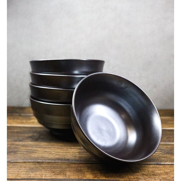 Pack Of 5 Black Clay Tetsu Kesho Ceramic Soup Salad Rice Donburi Poke Bowls 24oz