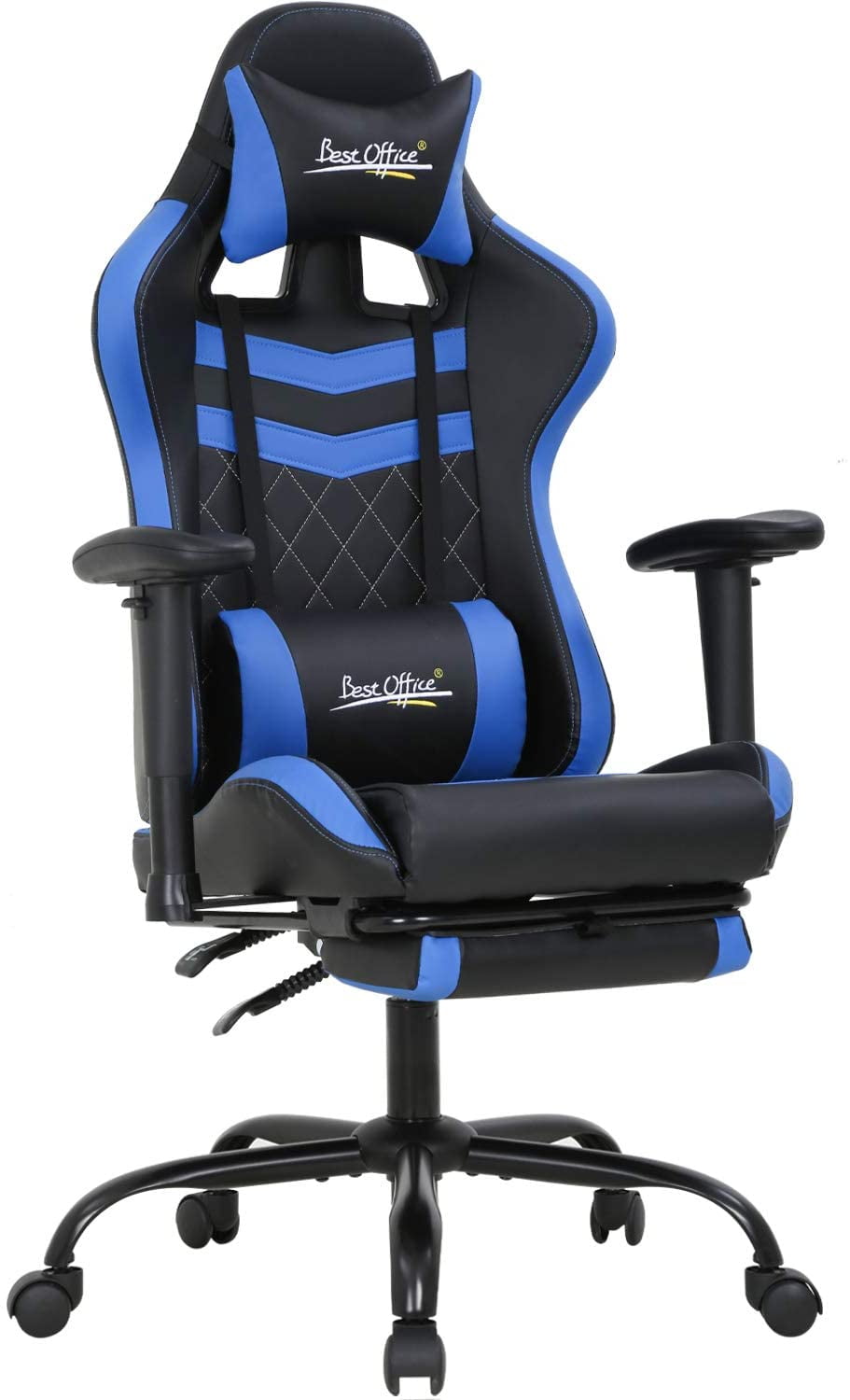 nozama Gaming Chair Recliner Esports Chair High Back Swivel Gaming Desk Chair with Headrest and Waist Cushion Adjustable Height Gaming Chair for Adult Gaming Chair Leather Office Swivel Chairs Blue 