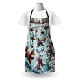 thumbnail image 3 of Cat Apron, Cozy Winter Woodland scene with Cottages and Ice Skating Kitties Snow Fun, Unisex Kitchen Bib with Adjustable Neck for Cooking Gardening, Adult Size, Soft Blue Burnt Orange, by Ambesonne, 3 of 4