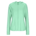 thumbnail image 4 of Wensltd Femmes Protection Solaire Manches Longues Hauts à Capuche Couleur Unie Légers Sports de Plein Air Randonnée Course Chandails Vert, 4 of 6