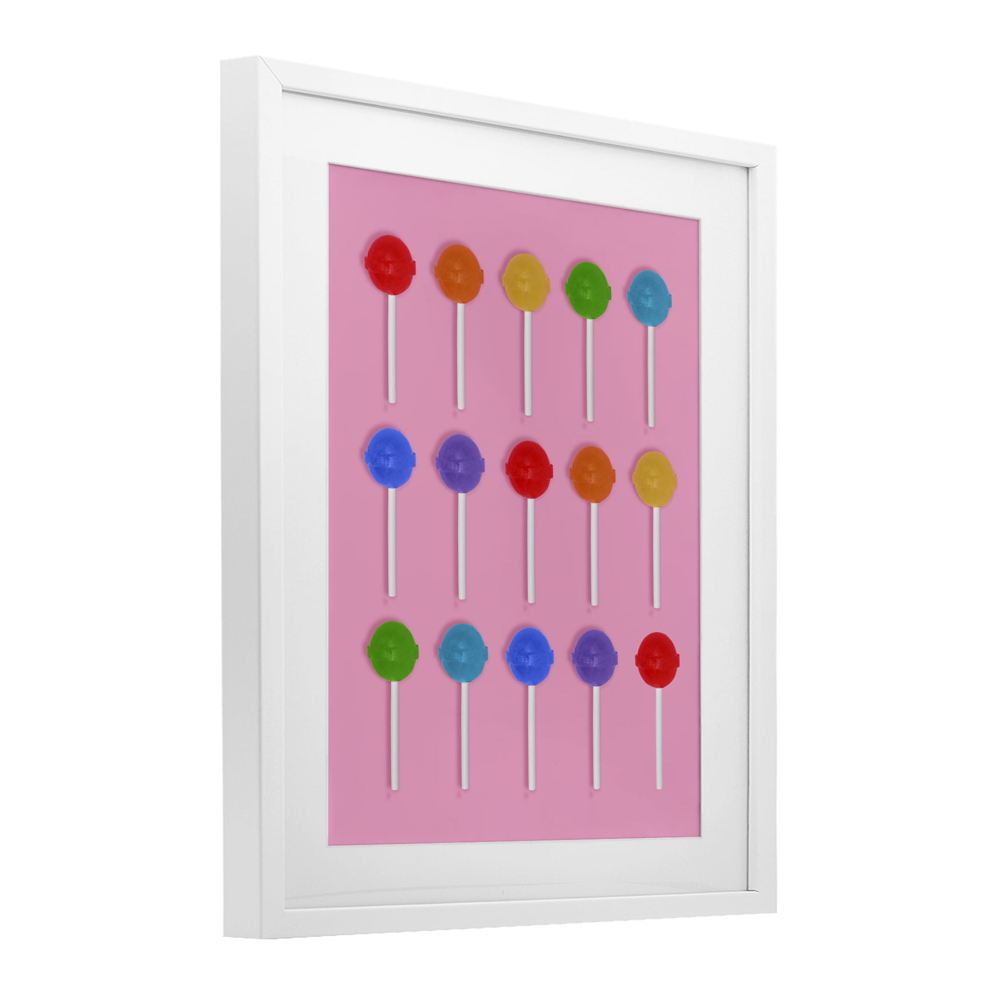 Stupell Industries Rainbow Lollipop Grid White Framed Print Under Glass, design by LISH Creative