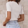 thumbnail image 4 of BLVB Women's Short Sleeve Basic Slim Fitted Tops Crewneck Ribbed Knit T Shirt Going out Tops Cute Summer Outfits, 4 of 4