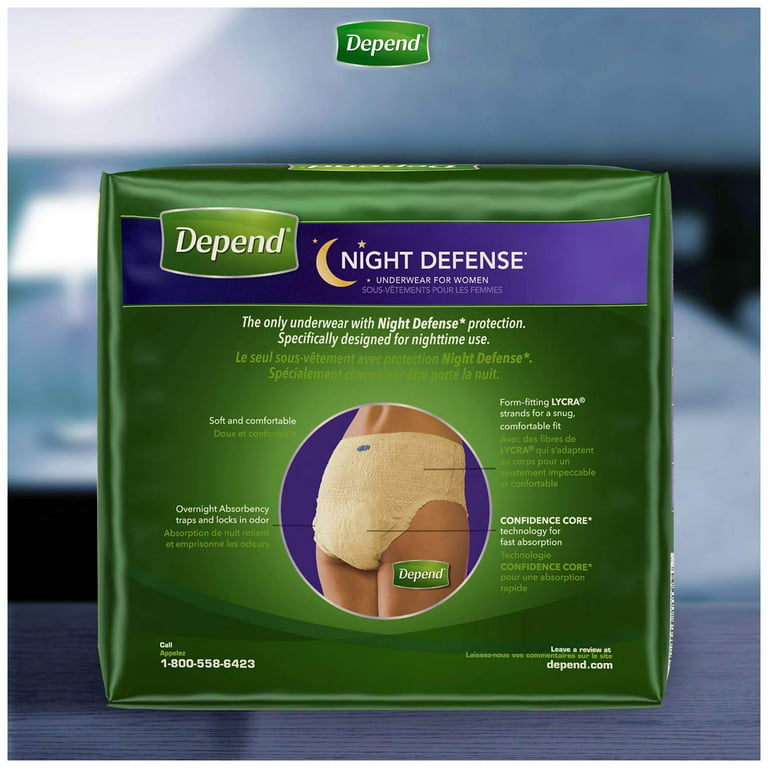 Depend Night Defense Incontinence Overnight Underwear for Women, XL, Packaging  May Vary