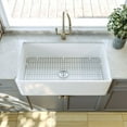 thumbnail image 4 of DeerValley DV-1K512 33 Inch White Fireclay Farmhouse Kitchen Sink, Fireclay Sink for kitchen with Sink Grid and Basket Strainer, 4 of 11