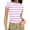 Purple, variant on Staron Women's Casual Unstructured Print Top Round Neck Short Sleeve Fitted Slim Ribbed T-Shirt, Pink L