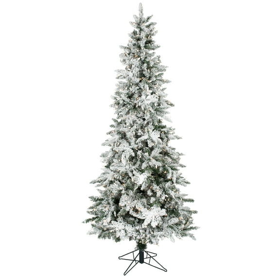 Vickerman 6.5' Flocked Utica Fir Slim Artificial Christmas Tree, Clear Lights