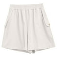 thumbnail image 7 of Lenpel Bermuda Shorts for Women Loose Elastic High Waisted Wide Leg Shorts Summer Casual Shorts with Pockets, 7 of 7