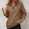 thumbnail image 5 of YYDGH Women Half Zip Oversized Sweatshirt Lightweight Long Sleeve Trendy Fleece Pullover Workout Warm Tops With Pocket Khaki XXL, 5 of 5