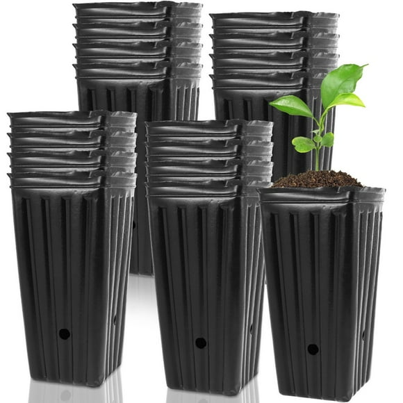 20Pcs Tall Tree Pot Plastic Deep Nursery Treepot 7.8inch Tall Seedling Flower Plant Container