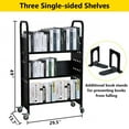 thumbnail image 2 of V-Shaped Book Cart, 200LBS Load Capacity Library Cart, Rolling Book Cart with 4 Inch Lockable Wheels and 3-Layer Single-Sided V-Shaped Bookshelf, for Libraries, Bookstores, 2 of 5