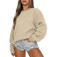 thumbnail image 1 of Sweat-shirt à Manches Longues pour Femmes Casual Col Rond Pull à Capuche en Molleton, 1 of 6