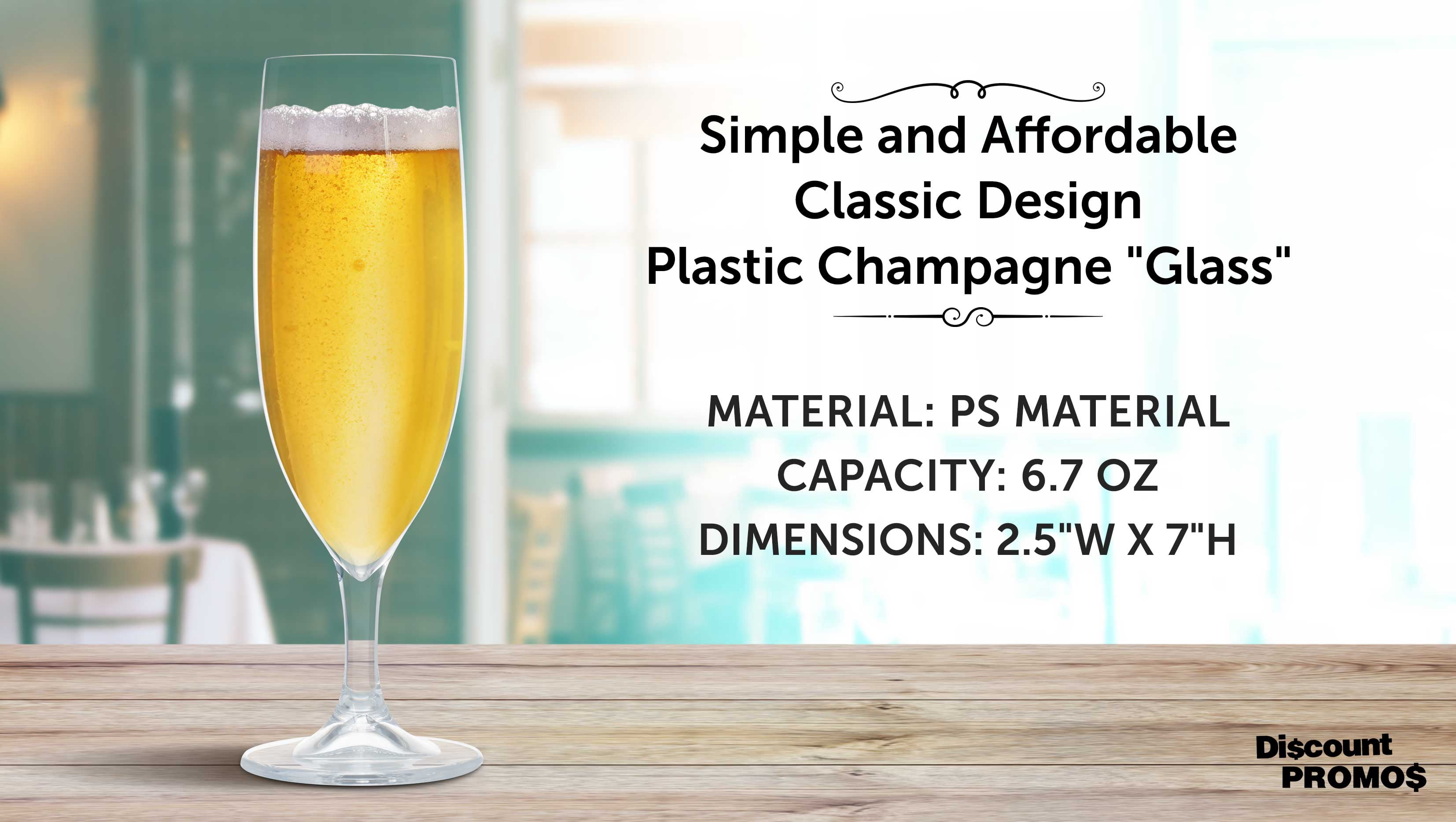 10 Plastic Champagne Flutes Set, 6.7 oz. - Plastic, Barware, Elegant - Clear