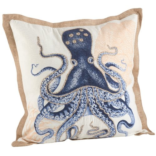 Saro Neptunian Octopus Cotton Throw Pillow - Walmart.com - Walmart.com