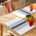 thumbnail image 4 of Blue Vertical Striped Placemats Set of 6 White Minimalist Modern Place Mats Indoor Wipeable Table Mats Washable Cloth Dining Table Placemats for Kitchen Holiday Party Home Decor 13x19 Inch, 4 of 9