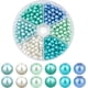 thumbnail image 1 of Kit para hacer pulseras con 300 cuentas de vidrio de 6 mm, serie azul y verde, 6 colores, cuentas espaciadoras redondas pintadas., 1 of 9