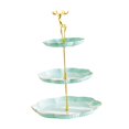 thumbnail image 4 of Soporte para cupcakes de 3 niveles, bandeja para servir frutas y snacks, multifuncional y decorativa. Oro verde, 4 of 9