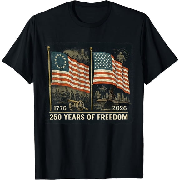 CUSTG T-Shirts Men's USA 250th Anniversary O-Neck Short Sleeve T Shirt Celebrate America's 250th Anniversary Leisure 1776-2026 4th Of July Tops