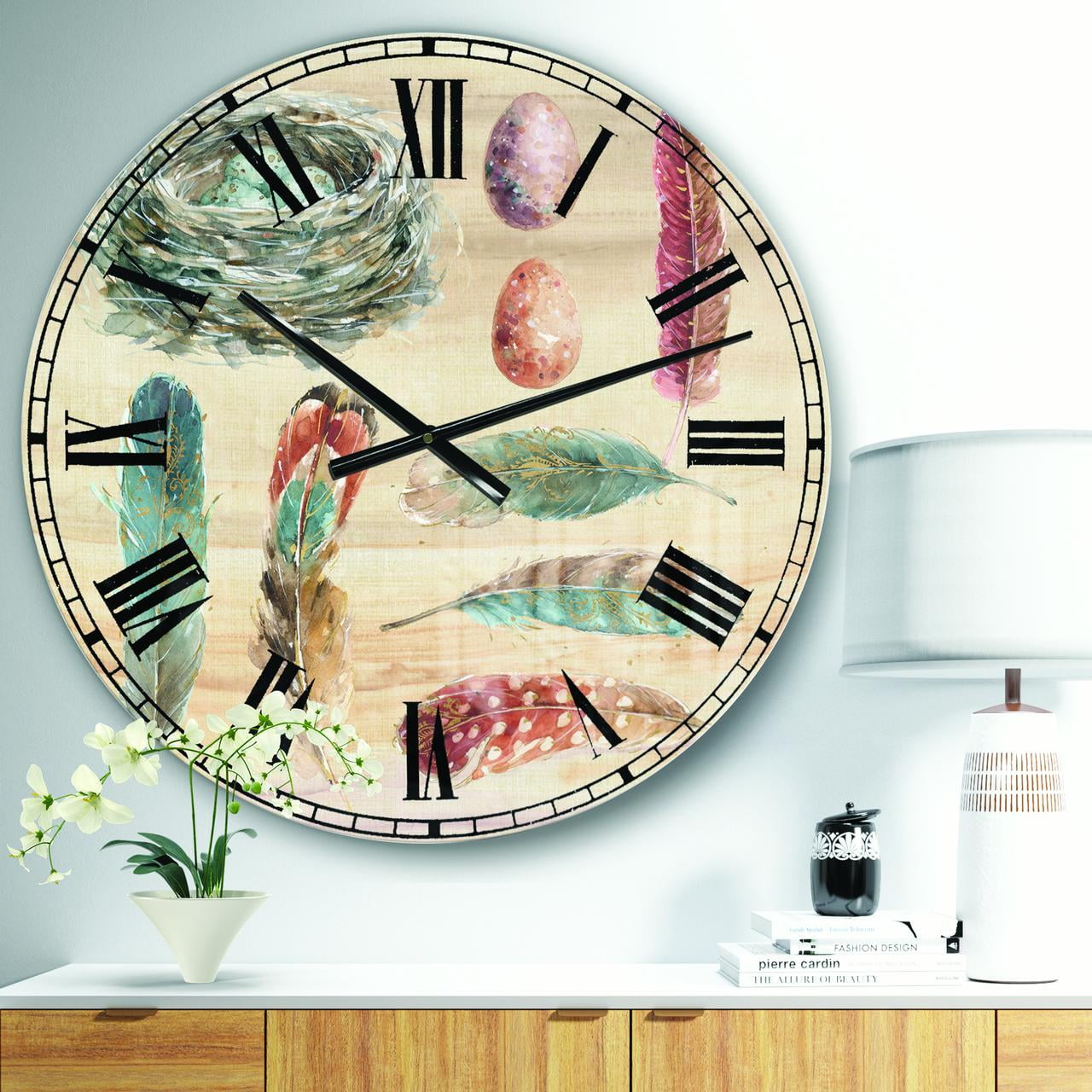 Designart Oversized Multicolor Analog Round Farmhouse Modern Wall Clocks, CLM31054-C23