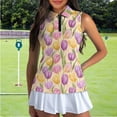 thumbnail image 4 of Uorisanigo Easter Tulips Womens Golf Shirt Sleeveless Zip Up Shirts Comfortable Versatile Quick Dry Zip Up Workout Tennis Tops Relaxed Workout Tank Tops Size 2XL, 4 of 7