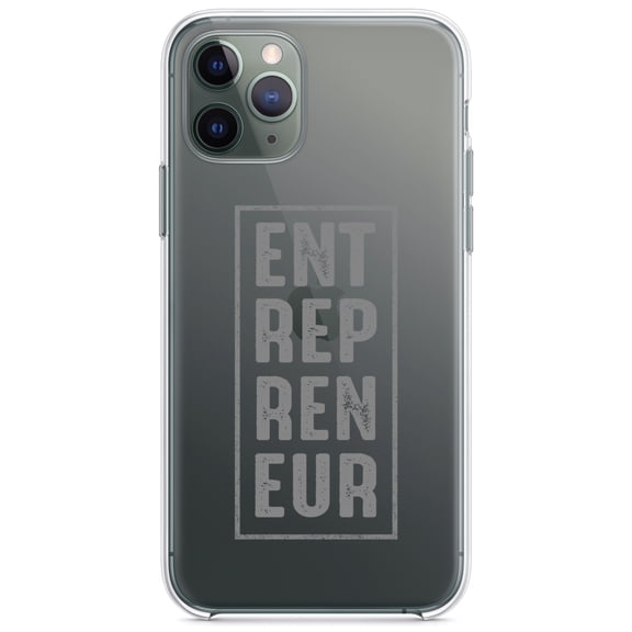 DistinctInk Clear Shockproof Hybrid Case for iPhone 12 / 12 PRO (6.1" Screen) - TPU Bumper Acrylic Back Tempered Glass Screen Protector - Entrepreneur Word Art