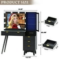 thumbnail image 7 of FANRAL Makeup Vanity with Lights and Mirror,Vanity Desk with 5 Drawers & Charging Station,Fluted Glass Top Vanity Table with RGB Storage Cabinet,Black Vanity, 7 of 7