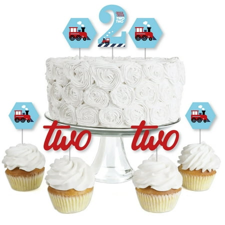 Railroad Cupcake Toppers 2nd Birthday Railroad Party Crossing - Dessert Cupcake Toppers - Steam Train Second Birthday Party Clear Treat Picks ()