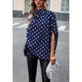 thumbnail image 5 of High Neck Spotted Print Dolman Sleeve Classic Blouse for Women Navy Medium, 5 of 5