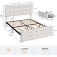 thumbnail image 2 of Bingirl Upholstered Queen Bed Frame with Adjustable Headboard, 4 Storage Drawers, Button Finish Design, No Box Spring Needed, Noise-Free, Easy Assembly in Beige, 2 of 7