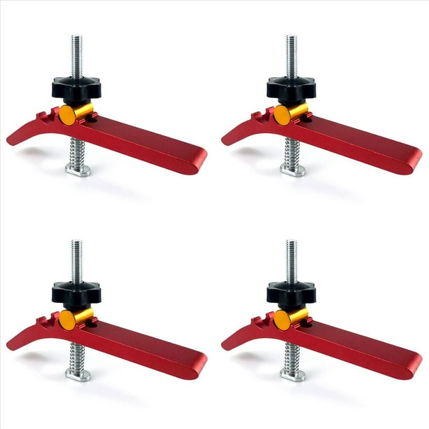 4X Juego de Abrazaderas de SujecióN Pista en T para CarpinteríA, Banco Trabajo de Mesa con Ranura en T de Aluminio, Plantilla de FijacióN de Madera, Bloques de SujecióN, B