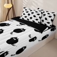 thumbnail image 2 of Manfei Silhouette Cat Zipper Twin Comforter Sets with Fitted Sheet and 2 Pillowcases, Striped Tail Zipper Bedding Set, Black White, Black Reversible, 4 Pieces, 2 of 7