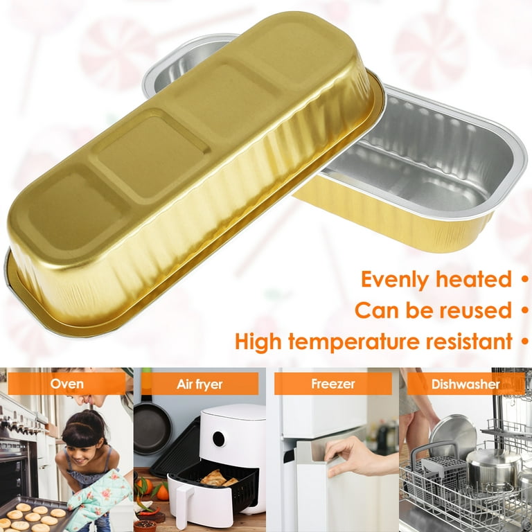 150Pcs Mini Loaf Pans with Lids Spoons 200ml Non-Stick Aluminum Foil Loaf  Pans Reusable Heat-Resistant Narrow Cake Baking Pans