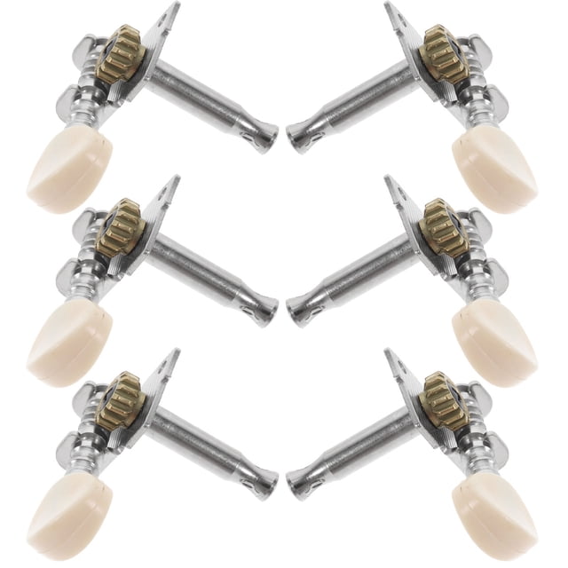 UPOUART 6Pcs Guitar Tuning Key Silver Small Elliptical ABS Plastic Handle for Folk Guitar Performing