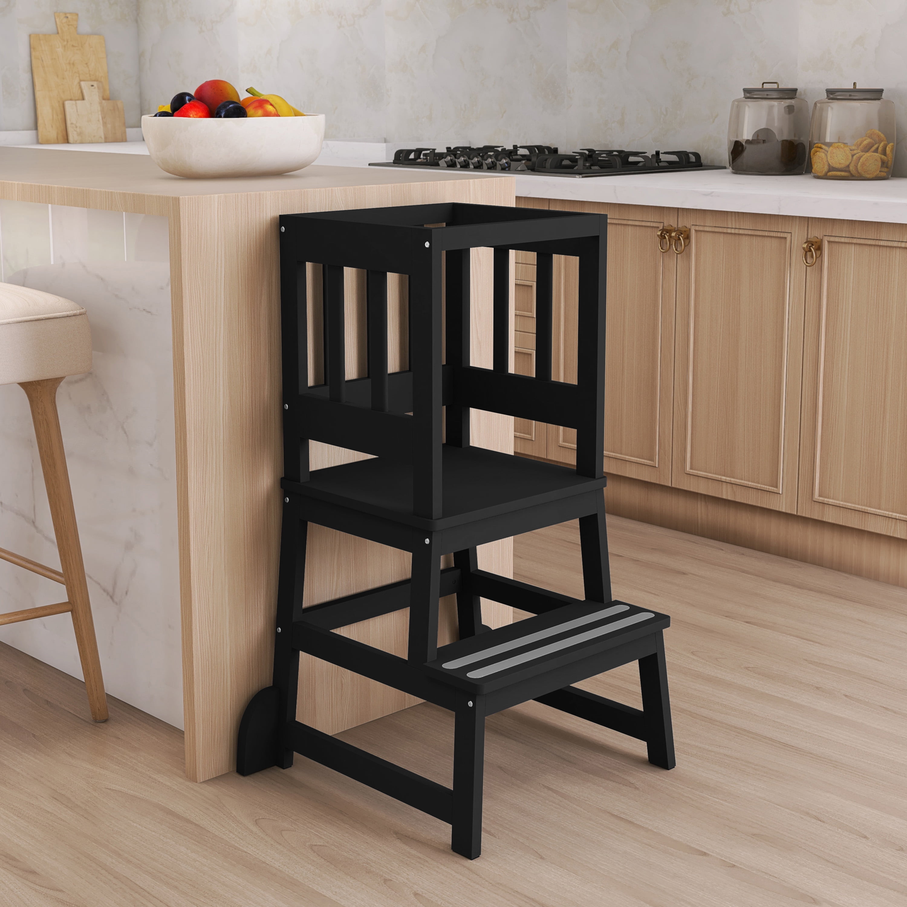 Dream On Me 2-in-1 Funtastic Tower and Step Stool, Easy to Assemble, Black