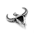 thumbnail image 5 of Bull Skull Necklace Silver Stainless Steel Buffalo Head Pendant, 5 of 6