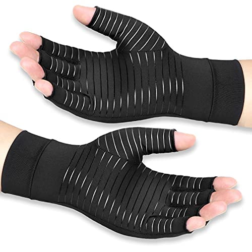 Copper Arthritis Compression Gloves Women Men Relieve Hand Pain Swelling and Carpal Tunnel Fingerless for Typing,Support for Joints,Medium
