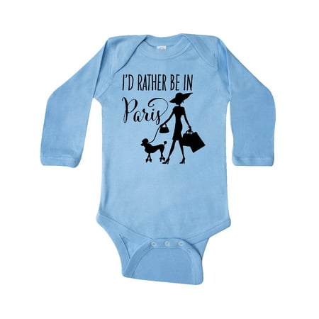

Inktastic I d Rather Be in Paris- shopping and travel Gift Baby Girl Long Sleeve Bodysuit