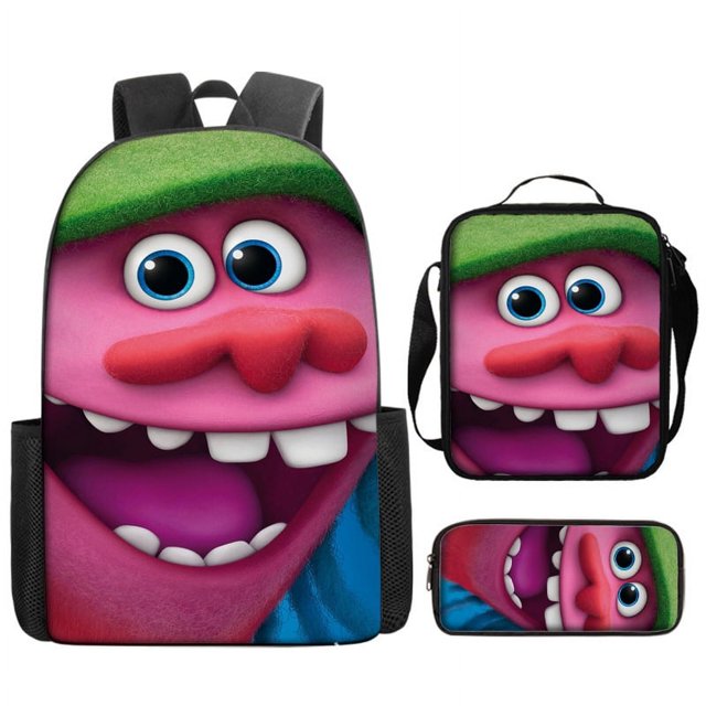 Magic Elf Backpack Teenage Student Schoolbag Large Capacity Cartoon Backpack Three-piece Set-fanceye