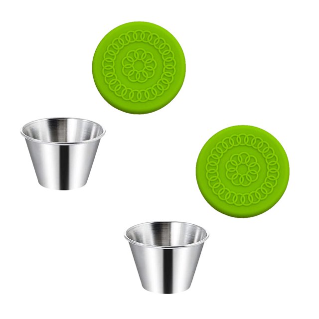 Oleegame 2PC Produce Storage Dressing Containers Small Condiment Containers With Lids Stainless Steel Condiment Cup Dipping Cups Container For Lunch Bento Box Green
