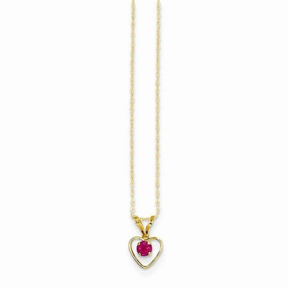 14K Gold Ruby Heart Birthstone Necklace Elegant July Gift