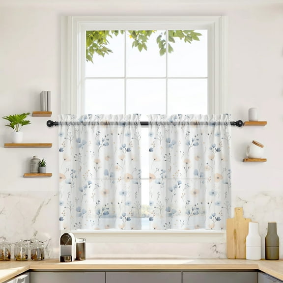 LALILO Semi-sheer Linen 27"w Cafe Curtain