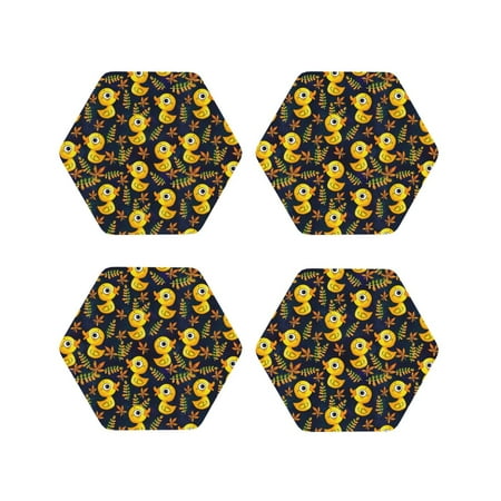

Tideii Ducks for Leather Coasters 4 Pieces Anti-fouling and Anti-scalding Decorative Coasters Suitable for Restaurants Kitchens Coffee Shops-Hexagon