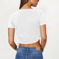 thumbnail image 4 of Camiseta de Manga Corta de las Mujeres Cuello Redondo Duro Dibujo Cuerda Color Sólido Casual, Top Ligero para el Día Y el Trabajo, 4 of 9