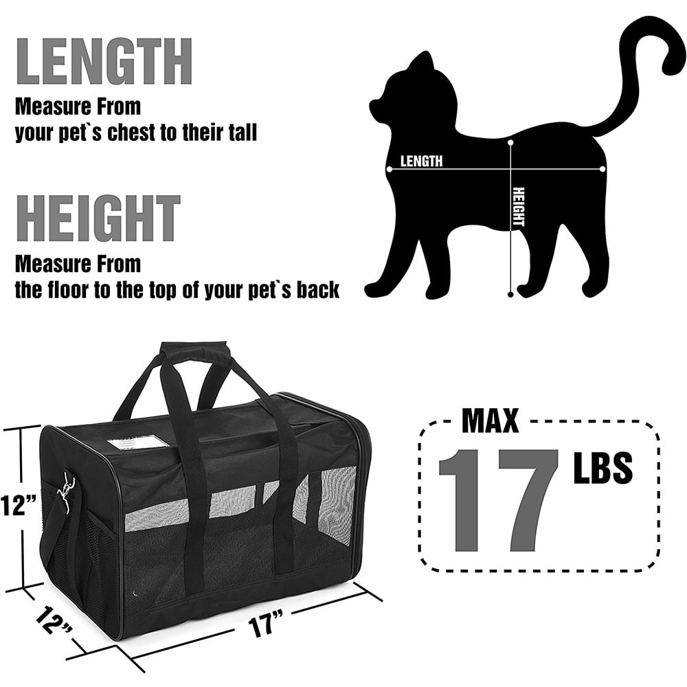 ScratchMe Pet Travel Carrier Soft Sided Portable Bag for Cats, Small Dogs, Kittens or Puppies, Collapsible, Durable, Airline Approved, Travel Friendly, Carry Your Pet with You Safely and Comfortably
