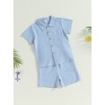thumbnail image 3 of Bagilaanoe 2pcs Little Boy Short Pants Set Short Sleeve Shirt Tops + Shorts 4T 5T 6T 7T 8T Kids Casual Summer Outfits, 3 of 9